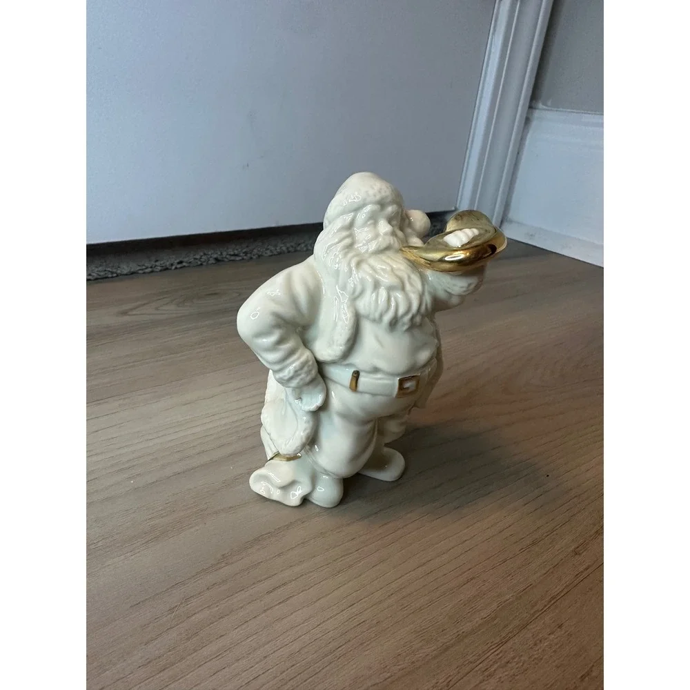 Lenox Ivory China Santa with French Horn Gold Accents Christmas Figurine‎ 5 inch